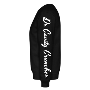 Unisex “Dr Cavity Cruncher” sweater for dentists featuring a classic fit and bold printed design.