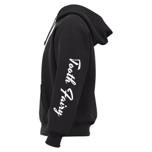 Unisex “Tooth Fairy” hoodie for dentists featuring double stitching, drawstring hood, and whimsical printed design.