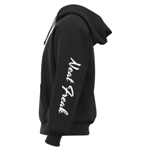 Unisex “Neat Freak” hoodie for cleaning professionals featuring double stitching, drawstring hood, and bold printed design.