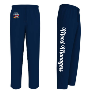 Mood Manager unisex polycotton track pants with ribbed waistband and cuffs, classic fit, sizes SS to 2XL, optional name tag