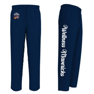 Wellness Mavericks unisex polycotton track pants with ribbed waistband and cuffs, classic fit, sizes SS to 2XL, optional name tag
